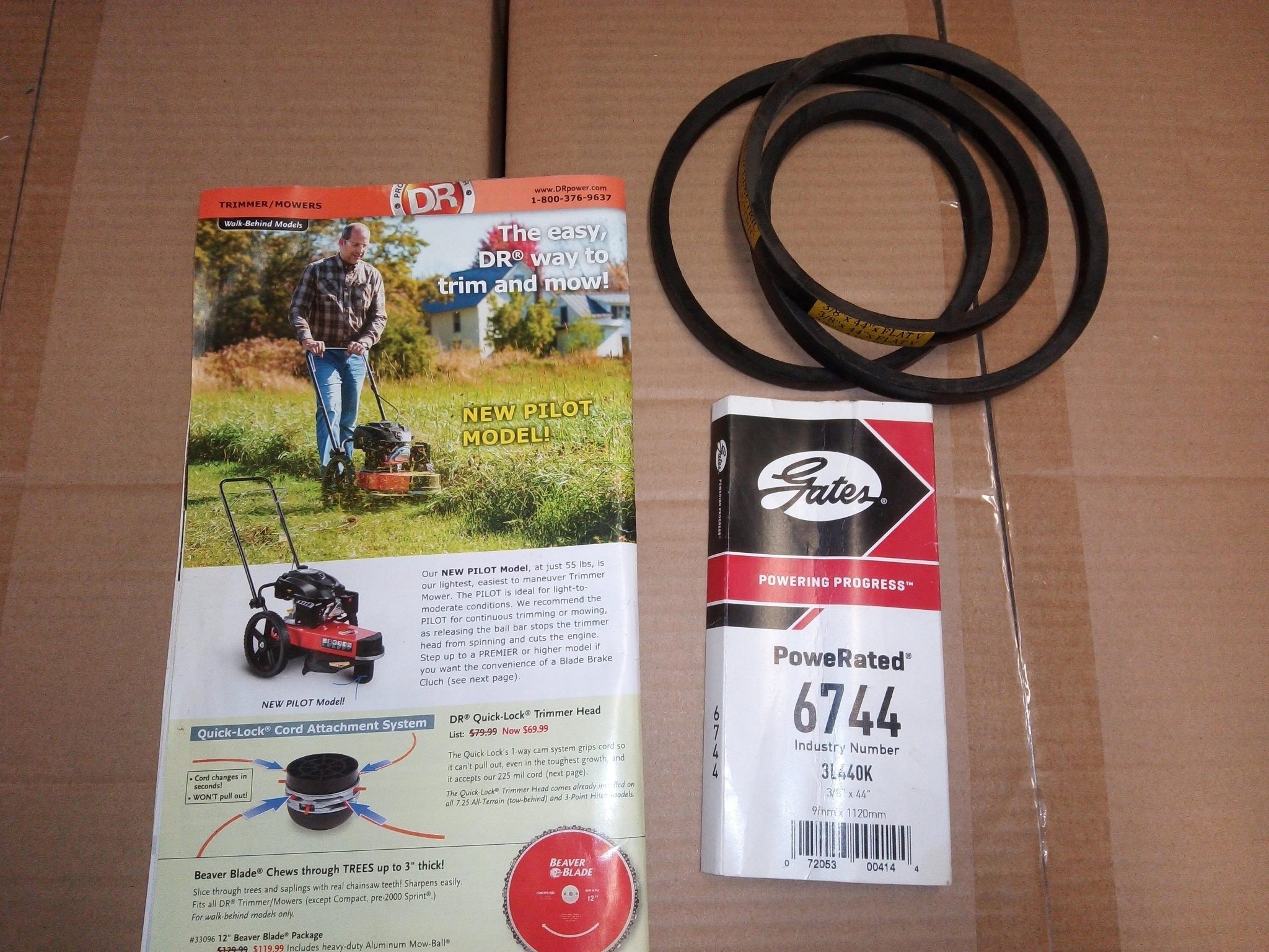 DR walk behind mower v belts 3/8 x 44 inch gates power rated 6744